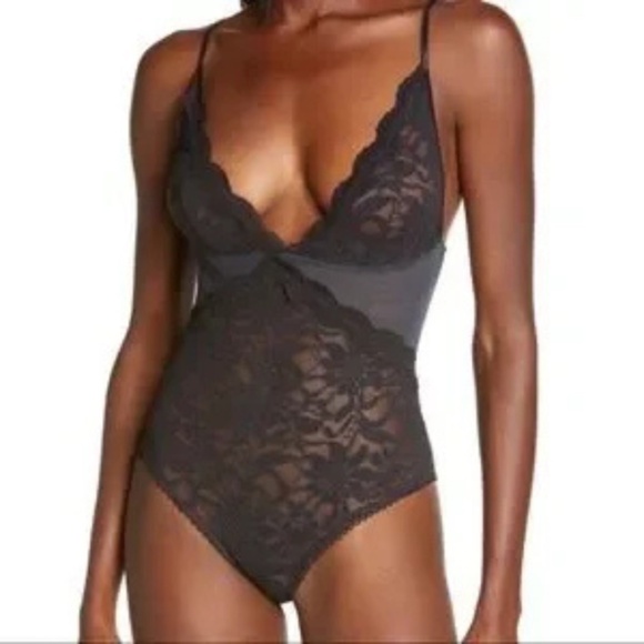 NWT Free People Speed Date Bodysuit Semi Sheer Black Mesh (S) - Picture 2 of 7